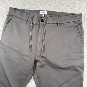 Wills Chino Pants Mens 36 Grey Stretch Cotton Drawstring Waist Trousers